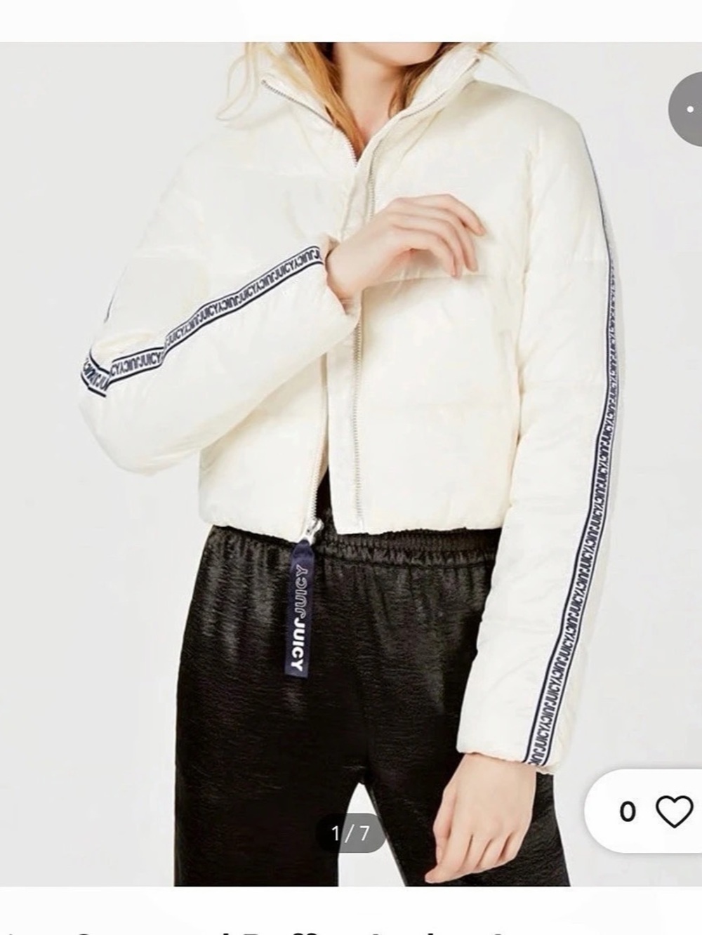Juicy Couture Women's White Puffer Jacket Size Medium